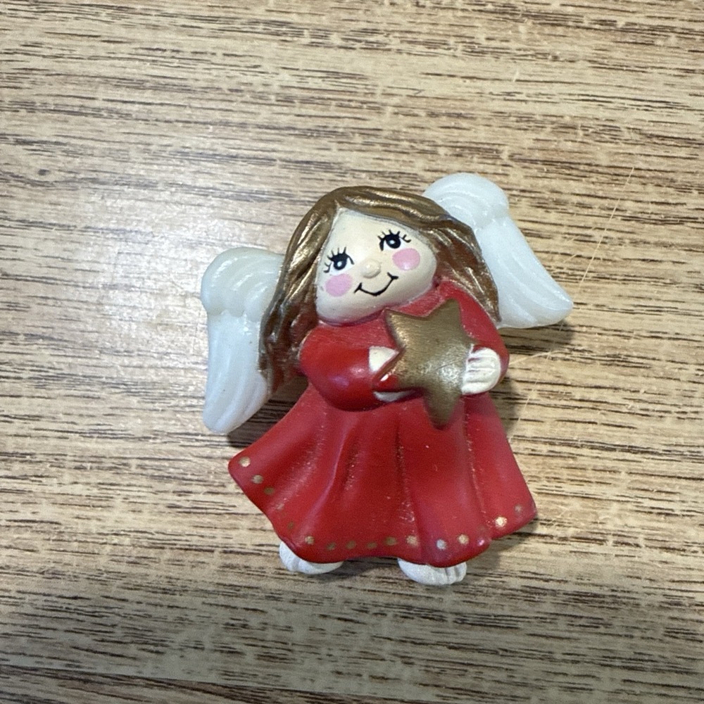 Fun World PIN Christmas Vintage ANGEL Gold Star  1980s‎ Holiday Brooch
